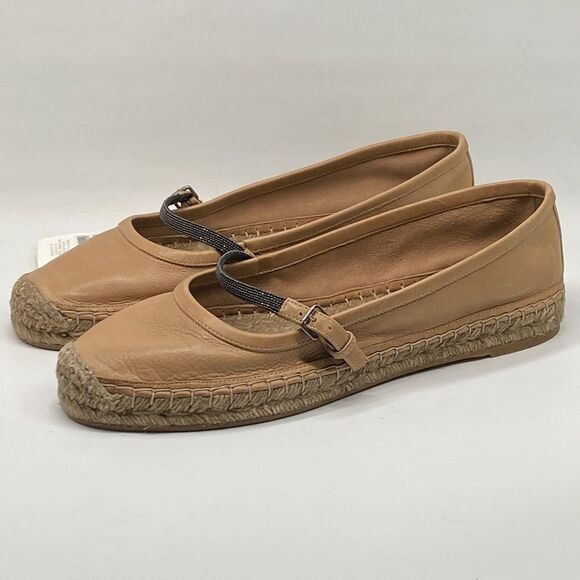 Brunello Cucinelli Monili-Embellished Leather Espadrilles size 40 - Picture 4 of 14